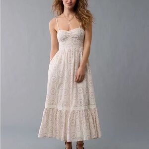 Aerie Corset Dress with Adjustable Straps and Lace Trim